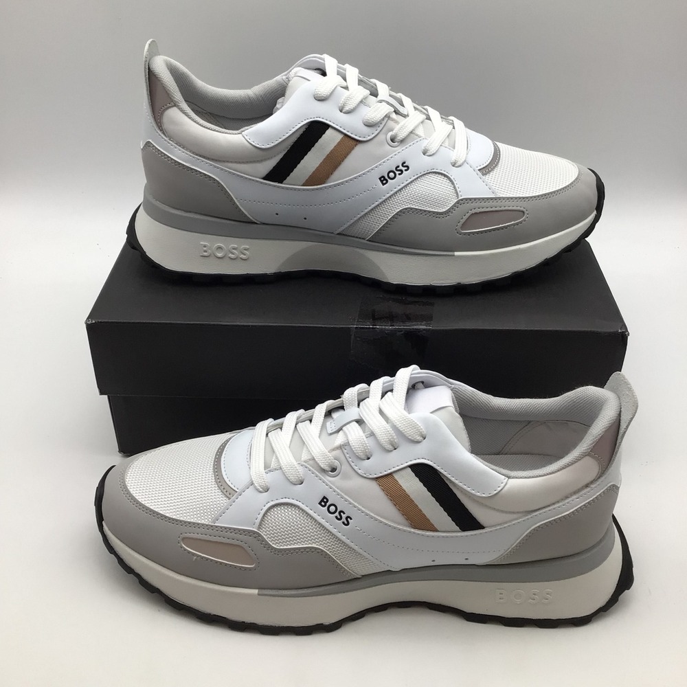 Hugo Boss Jonah Running MX Mens White Grey Sneakers 50498280 Size 13 US NEW